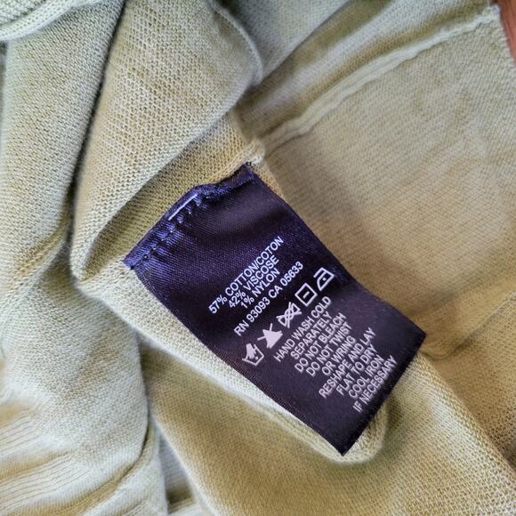 Nic + Zoe Open Cardgian Womens Large Green Pleat Cotton Blend Lightweight - Picture 7 of 9